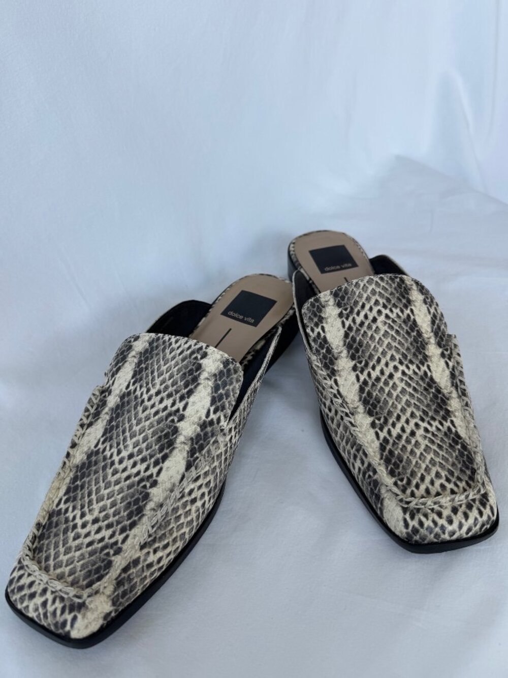 Dolce Vita Snake Print Square Toe Mule Loafers Slip On Shoes